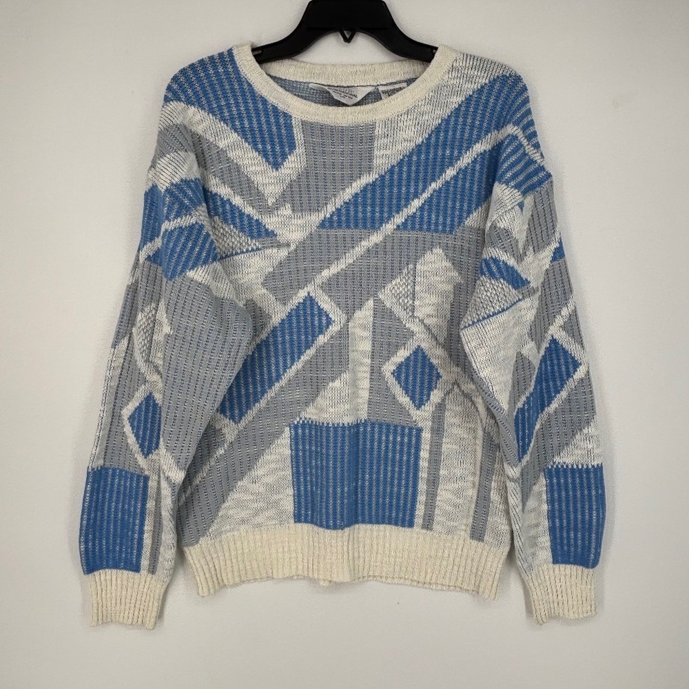 Club International by Tip Top Mens Large Vintage Pullover Sweater Blue Gray LS